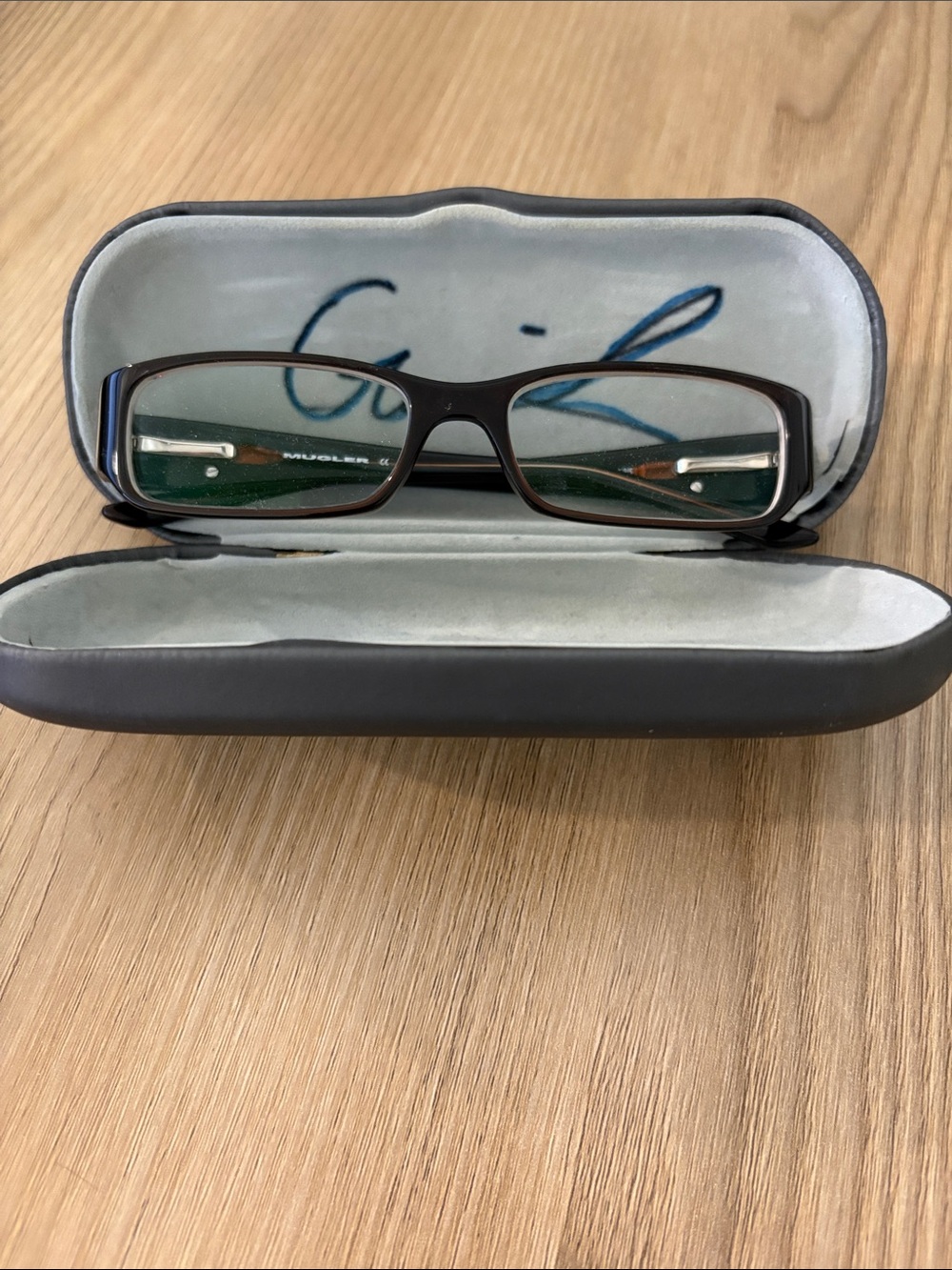 Rectangular Reading Glasses in Dark Brown by Mugler